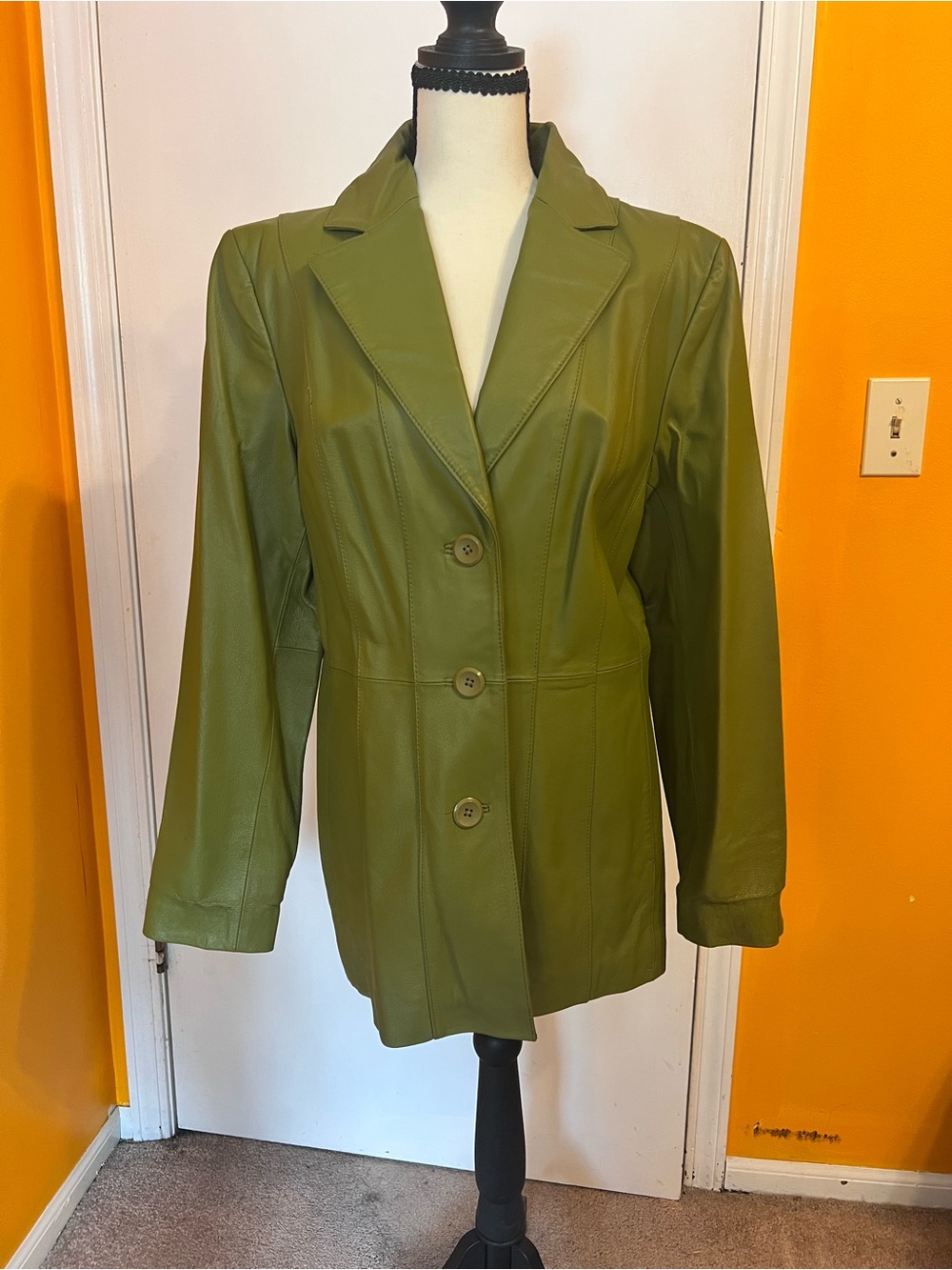 Worthington Olive Green Leather Blazer